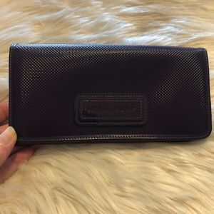 Longchamp purple leather wallet snap closure